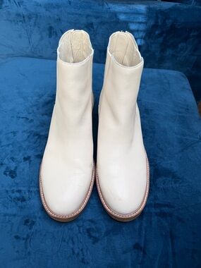 Vince Camuto Cream Leather Ankle Boots